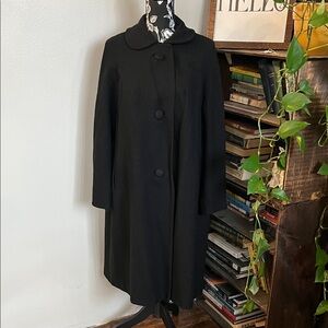 Vintage 1950s Black Women's Swing Button-Front Coat